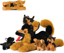 5Pcs German Shepherd Dog Stuffed Animals with 4 Babies Inside,20" Realistic Gian