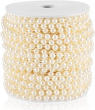 FAUX PEARL STRING BEAD ROLL 99 FEET IVORY 6MM BEADS NEW DIY PROJECTS CRAFTING