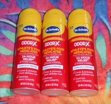 LOT 0F 3 Dr. Scholls Odor-X Athletes Foot 24hr Medicated Spray Powder 4.7fl oz
