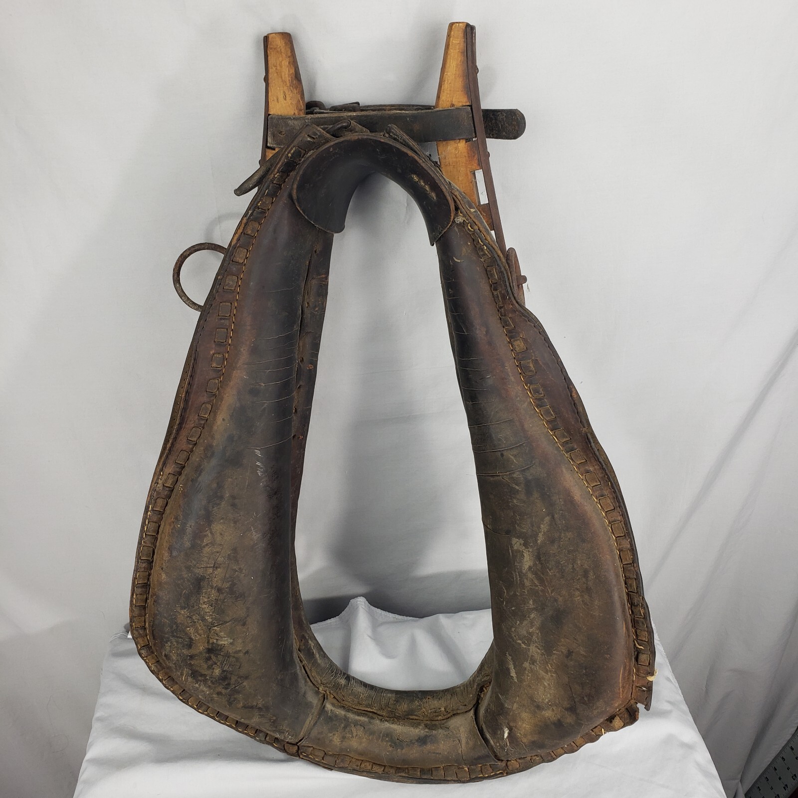 Vintage Antique Leather Horse Harness Collar Hames Rustic Western Farm