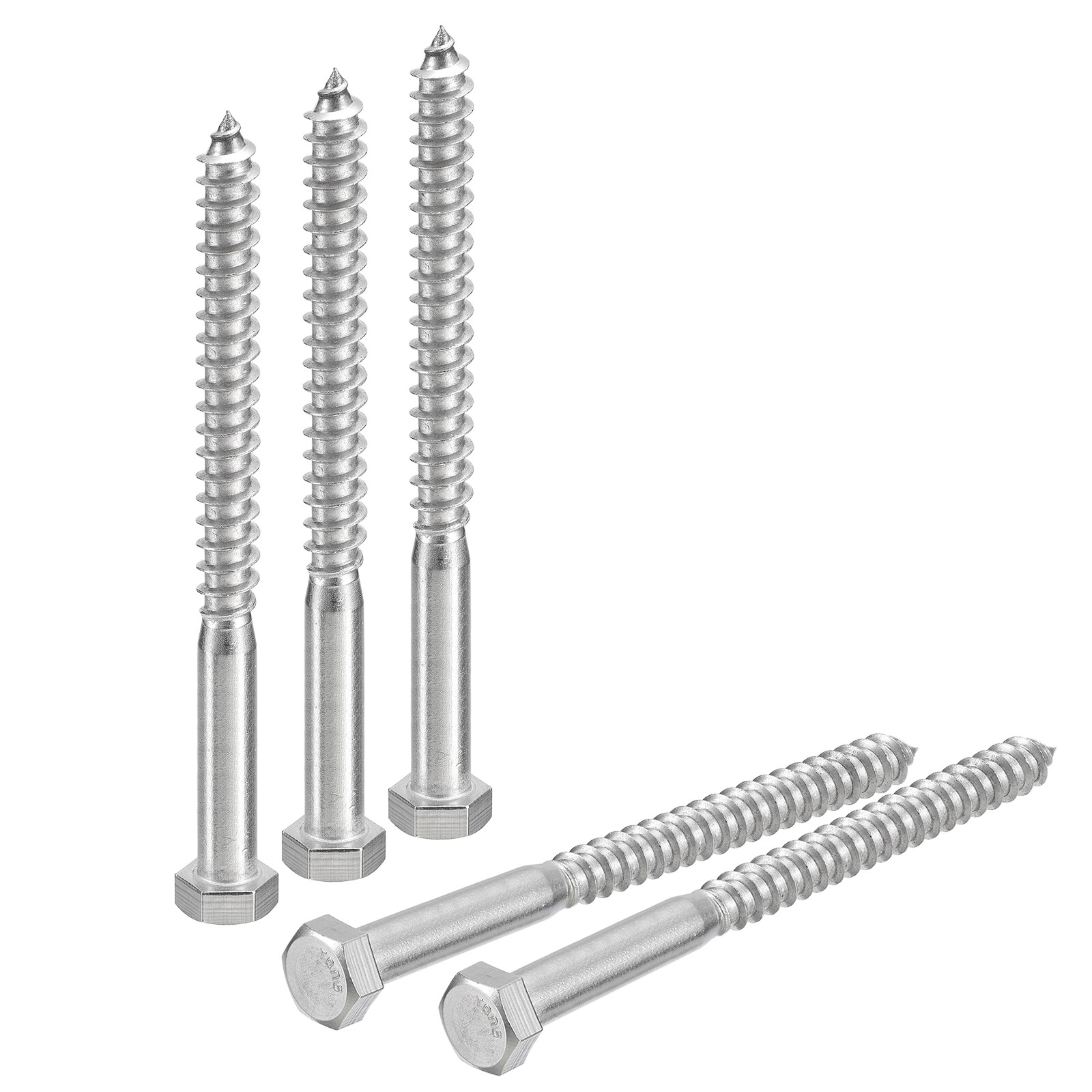 304 Stainless Steel Hex Head Lag Screws 3/8 x 5 Inch 5-Pack