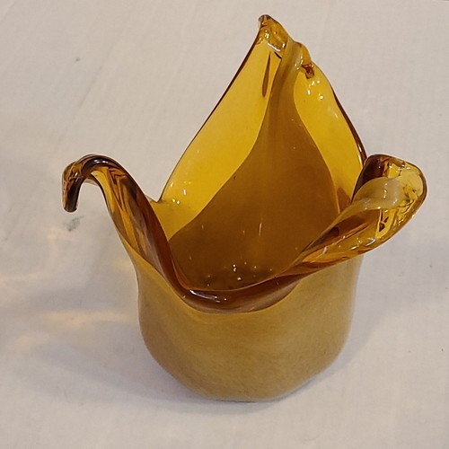 Murano White Crystal Hand Made Amber Art Glass Candle Holder/Vase. Undamaged - Picture 9 of 10