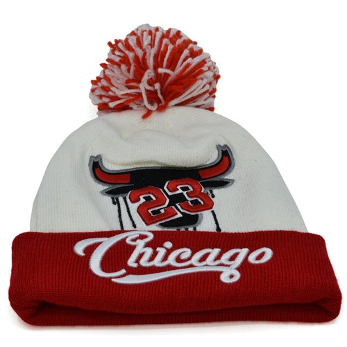 Chicago 23 Bull Head Drip Basketball Team Color New Knit Beanie Winter Hat - Picture 5 of 46