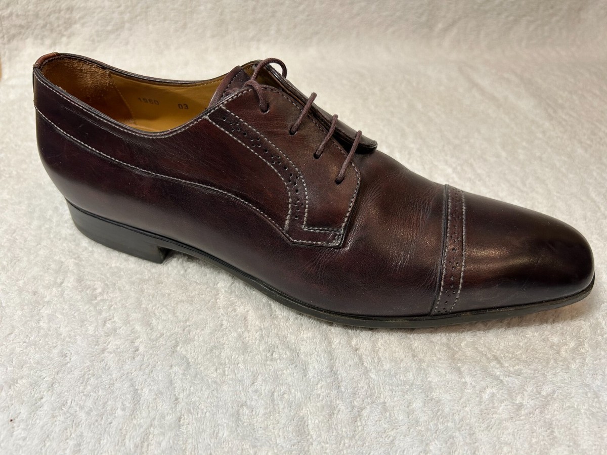 Santoni Fatte a Mano Brown Leather Cap Toe Oxford Dress Shoes 8