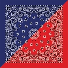 Red/Blue Split Paisley 22x22" Bandanna HAV-A-HANK USA Made 100% Cotton LOOK COOL