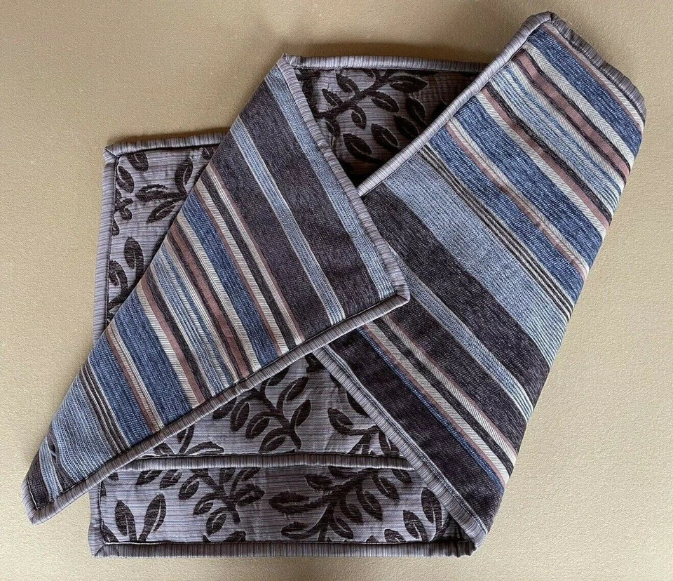 Juego de Almohada Linden Street JCP King Simulada Azul Naranja Dorado Doble Lateral Raya Hoja Foto 3 de 4