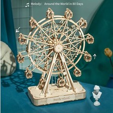 Rolife 3D Wooden Puzzle Model Kits Rotating Ferris Wheel with Music Xmas Gifts