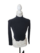 Aritzia Wilfred Free Sweater Mock Neck Long Sleeve Ribbed Crop Women's Small