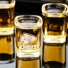 Custom Engraved Kansas City Chiefs Shot Glass – 2.2 oz Square Shot Glass