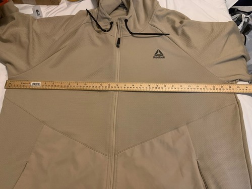 NEW Men’s Reebok Tan / Humus Full Zip Equip Hybrid Jacket w/ Hood Size 3XL - Picture 6 of 11