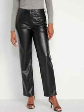 Old Navy High Rise OG Loose Faux Leather Pant-Black -Size 6 -NWOT