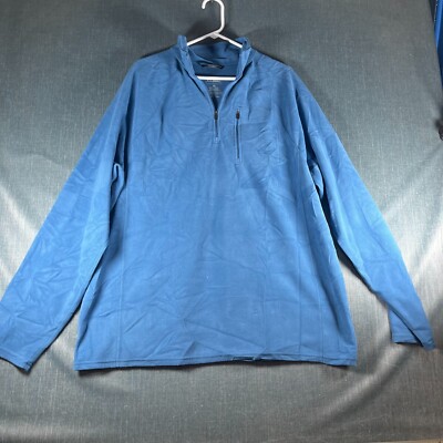 L.L. Bean Men's Fleece Jacket Size XL Blue Mock Neck Raglan Sleeve Quarter Zip