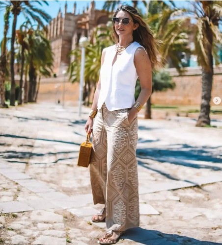 ZARA HIGH-WAIST WIDE LEG EMBROIDERED CULOTTES PANTS TROUSERS BEIGE 2882/678 - Picture 2 of 7