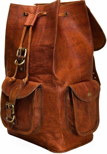 Leather Genuine Backpack Bag Women Shoulder S Purse Brown Travel Rucksack New - Picture 2 of 4