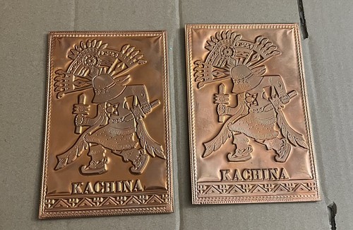 2 Postcards.Kachina Pueblo Hopi Indians Native Amer.  Dancer Kopper Kard Copper - Picture 1 of 2