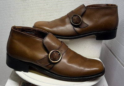Lloyd and Taylor Leather Ankle Boots Chukka Monk Strap Brown Womens Size 8.5 39