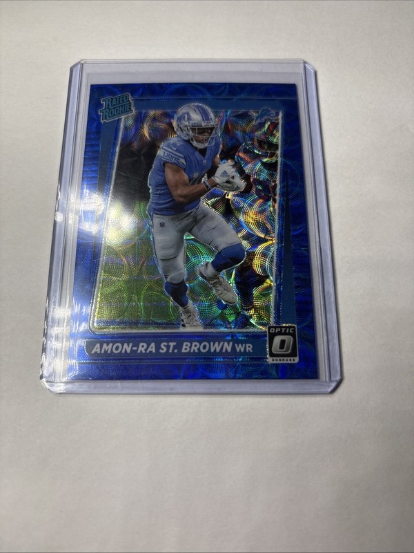 AMON-RA ST. BROWN 2021 PANINI DONRUSS OPTIC #228 BLUE SCOPE RC RATED ROOKIE