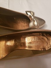 VTG QualiCraft Women's Dress Shoe In Box Size 5 B Gold With Bow