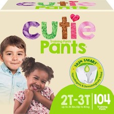 Cutie Training Pants Toddler Unisex 2T to 3T Up to 34 Pounds Heavy Absorb 104 Ct
