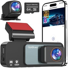 4K Dash Camera for Cars Front and Rear, Dashcam with G-Sensor, Free 64GB Card...