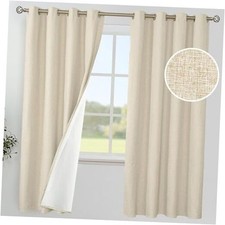 Linen Blackout Curtains 72 Inch Length for 52"W x 72"L Pack of 2 Beige