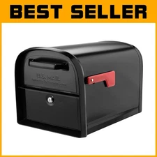Contemporary Black Locking Mailbox with Extra-Large Capacity and Dual Access