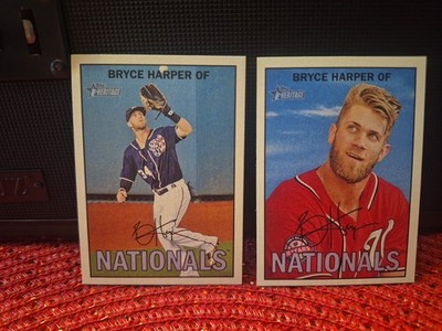 (2) 2016 Topps Heritage Bryce Harper 450 Fielding Variants Nationals Phillies