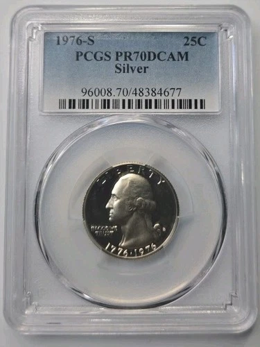 1976 S 25C Silver Washington Quarter Proof PCGS PR70DCAM