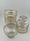 8 - Gold Rim Round 3 1/2”x2 1/4” Footed Clear Glass Desert Dishes 6 oz each MCM — photo 2