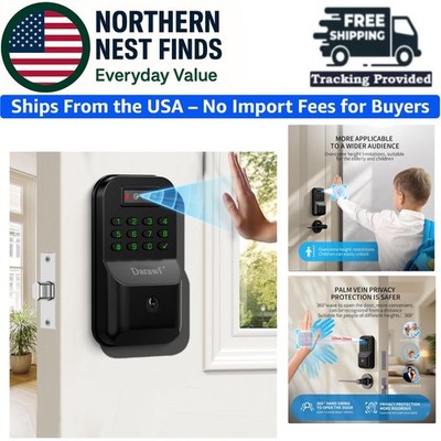Advanced Keyless Smart Deadbolt with Palm Recognition & Safety Auto-Lock Feature