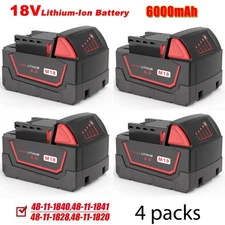 4PACK For Milwaukee M18 6.0AH Battery Lithium Extended Capacity 48-11-1860 US