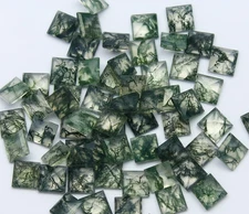 Natural AAA Moss Agate Square Faceted Cut Size 5X5MM To 15X15MM Loose Gemstone