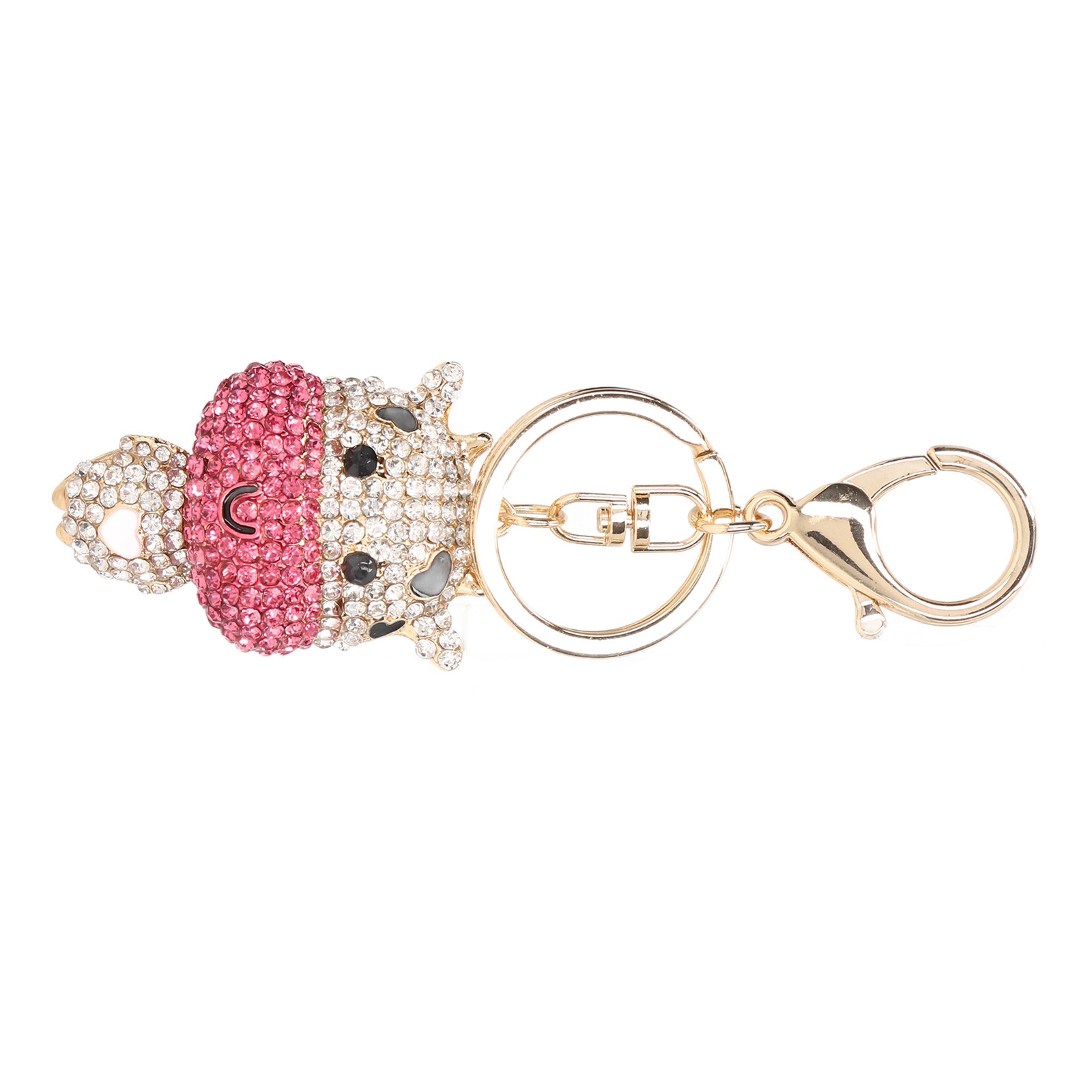 .›Rhinestone Keychain Cute Cartoon Calf Shape Shiny Beautiful Purple Rhinestone