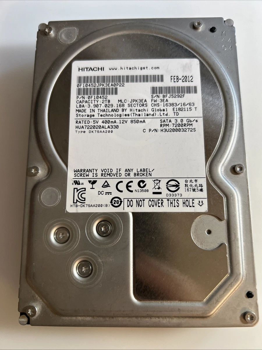 HITACHI Deskstar 2TB 3.5インチ HDD【未開封】 Hitachi Internal Hard Disk Drives 7200 RPM Rotation Speed 2TB