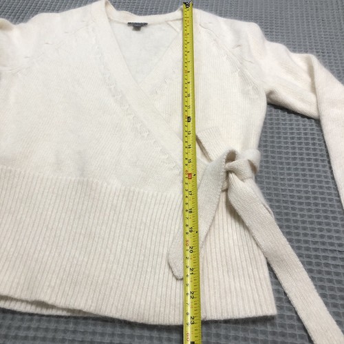 Ann Taylor Cream Angora Wool Blend Wrap Cardigan Sweater Small Neutral Staple - Picture 15 of 16