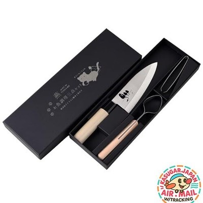 new Deba Knife 16cm Fish Scaler Bone Tweezers 3pc Styleneo Japan Made fmJP