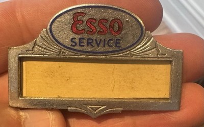 Vintage Metal Esso Oil Service Stations Name Badge 2.25'' Rare