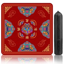 Red Mahjong Mat for Table, Mahjong Table Mat 31x 31in, Non-Slip Noise Reducti