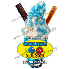 Millions Kaugummi Eis Knickerbocker Glory Aufkleber Abziehbild (Gr&ouml;&szlig;e w&auml;hlbar)