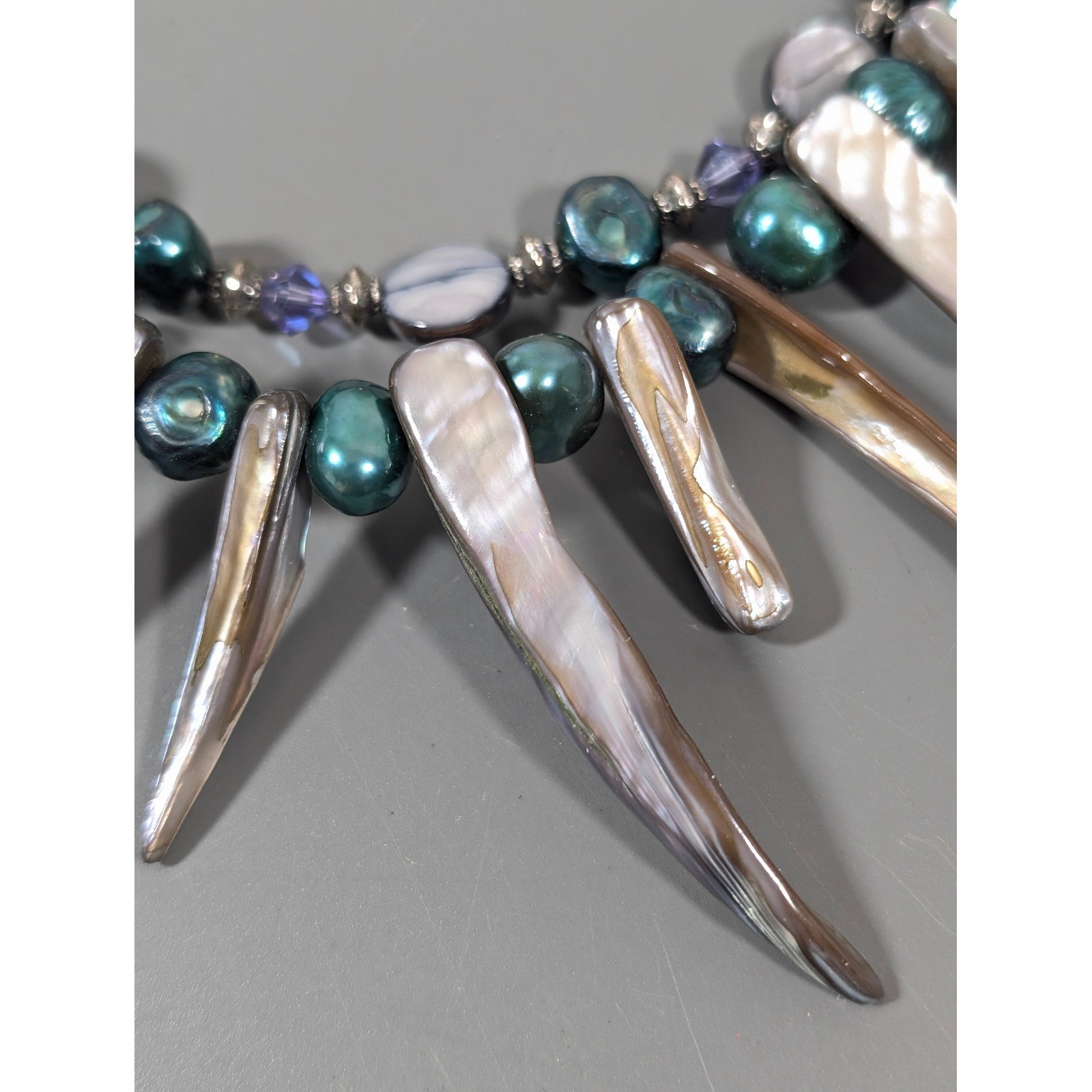 Artisan Abalone Shell Statement Necklace 18 Inch … - image 3