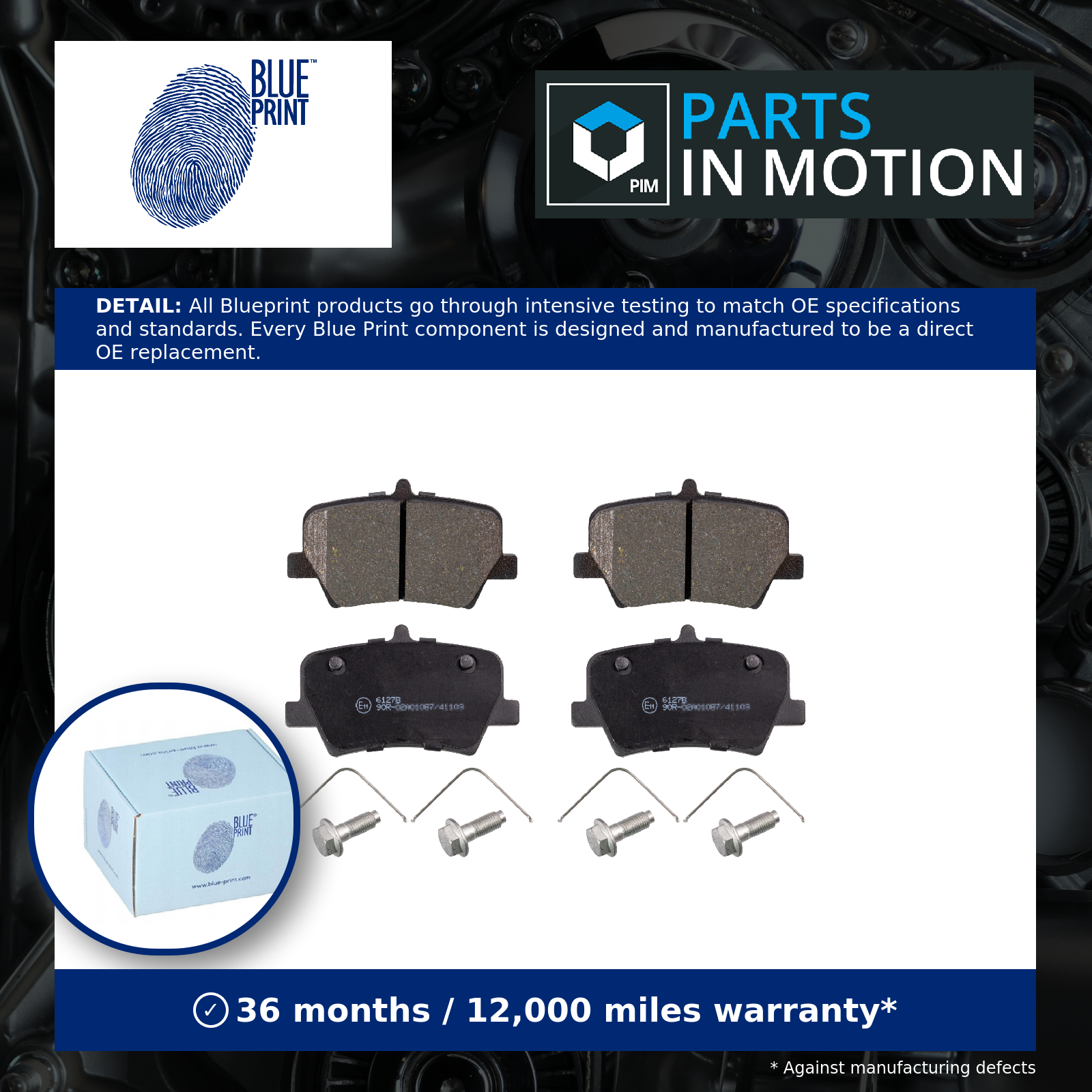Rear Brake Pads XC40 Set Kit Fits Volvo 31687033 Blue Print ADF124232 - Image 3