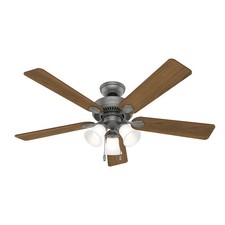 Hunter Fan 52 inch Matte Silver Indoor Ceiling Fan with Light and Pull Chain