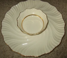 Lenox Richmond Collection 24 Karat Rim Chip and Dip Swirl Bowl/Plate Made In USA