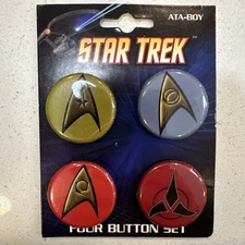 Star Trek Starfleet Insignias Button Set of 4 - 1.25" - Collectible