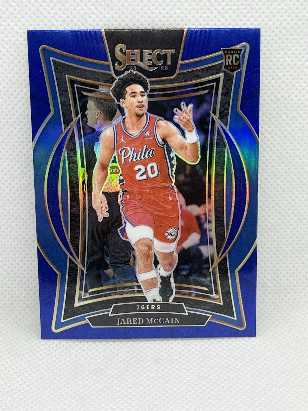 2024-25 Panini Select #82 Jared McCain Blue Prizm Philadelphia 76ers RC