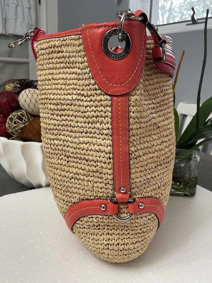 Сумочка-хобо Coach Bleeker Millie отделка натуральная соломенная коралловая кожа - Изображение 4 из 4