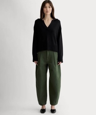 NWT Everlane The Everywhere Pant Size 14 Barrel Leg Dark Forest