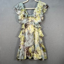 ASOS Design Womens 8 Floral Ruffle Midi Dress Lightweight Fabric Multicolor