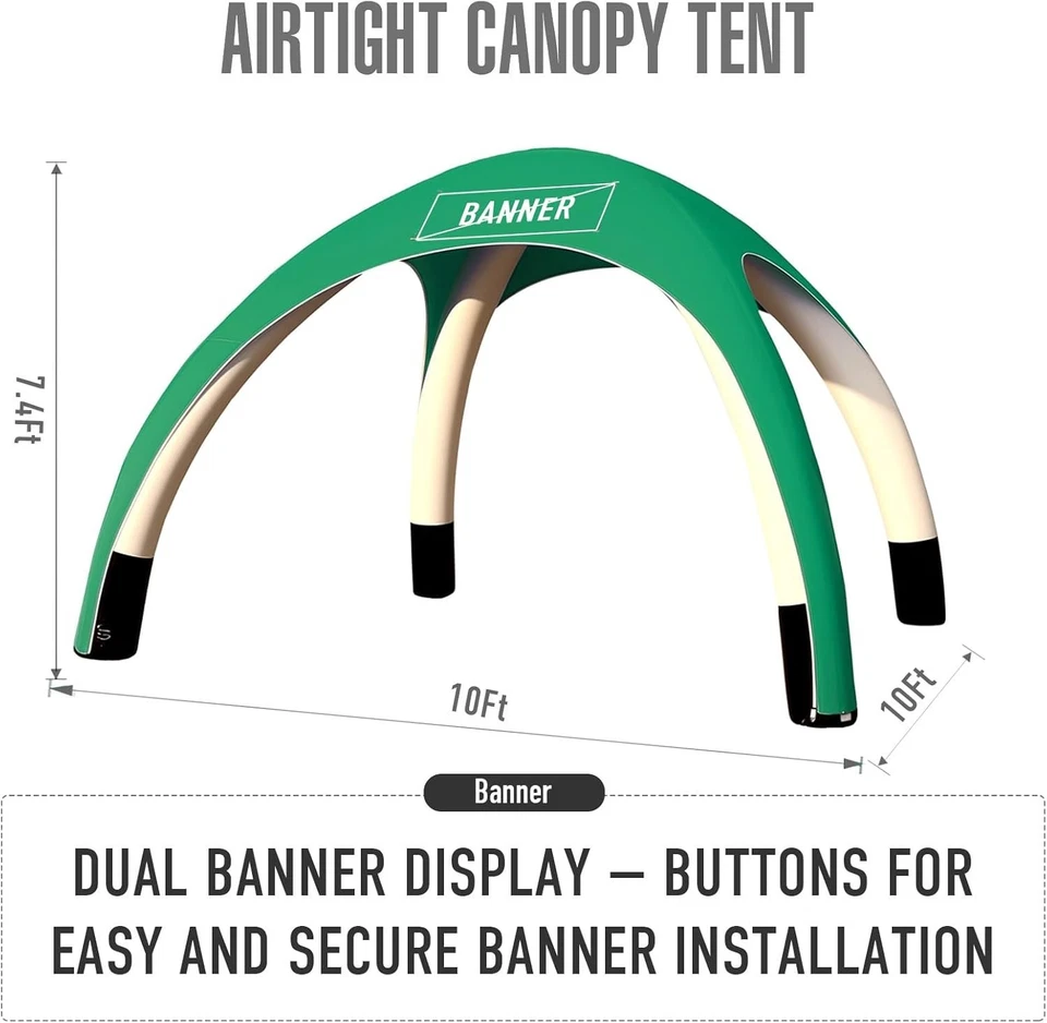 Tienda inflable con dosel de 10x10 pies con bomba de aire Foto 3 de 4