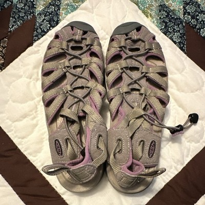 KEEN Gray Purple Strappy Sport Sandals Drawstring Adjustable US 8.5 M